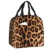 Benutzerdefinierte Leopardenmuster Tragbare Lunchboxen Damen Auslaufsicher Tierfellmuster Kühlbox Thermische Lebensmittelisolierte Lunchtasche Schüler