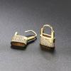 Lock Hoop Earrings for Women Fashion Personality Iced Out Cubic Zirconia Gold Color Female Ear Jewelry Dropship Suppliers OHE031