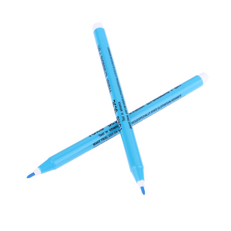 2Pcs Blue Water Erasable Fabric Marking Pen Washable Fabric Pen Disappears In Water Bright Colors Fiber Pen Tips For Quilting