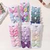 4Pcs Colorful Glitter Ribbons Glitter Hair Clip Double Butterfly Design Sequins Hair Clip For Girls