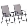 Set of Two Folding Garden Chairs - Grey