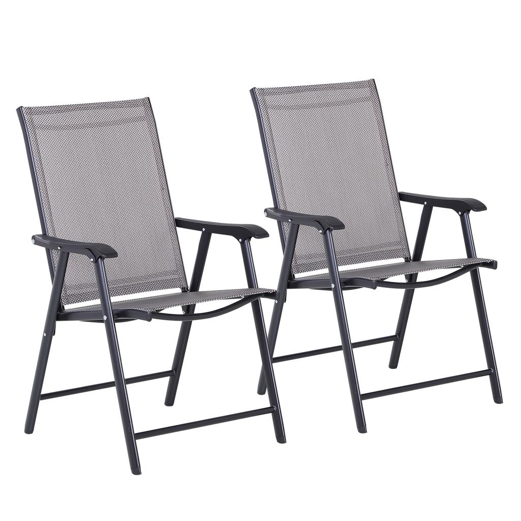 Set of Two Folding Garden Chairs - Grey