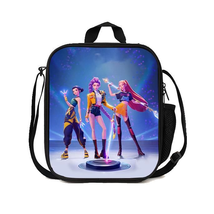 Gedruckte Hexenjäger K-Pop Essensbeutel, Studentin Huntrix Kpop Picknicktasche Kühltasche, Thermoisolierbeutel
