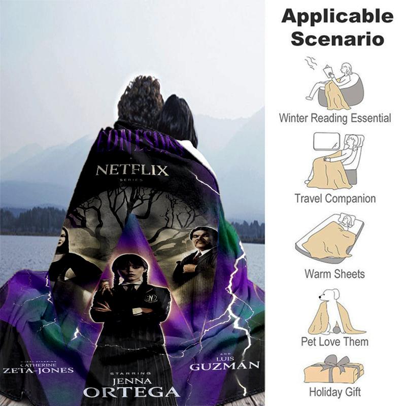 1pc Wednesday Netflix Series Poster print blanket soft bedding sofa bedroom home decor Christmas gift q101