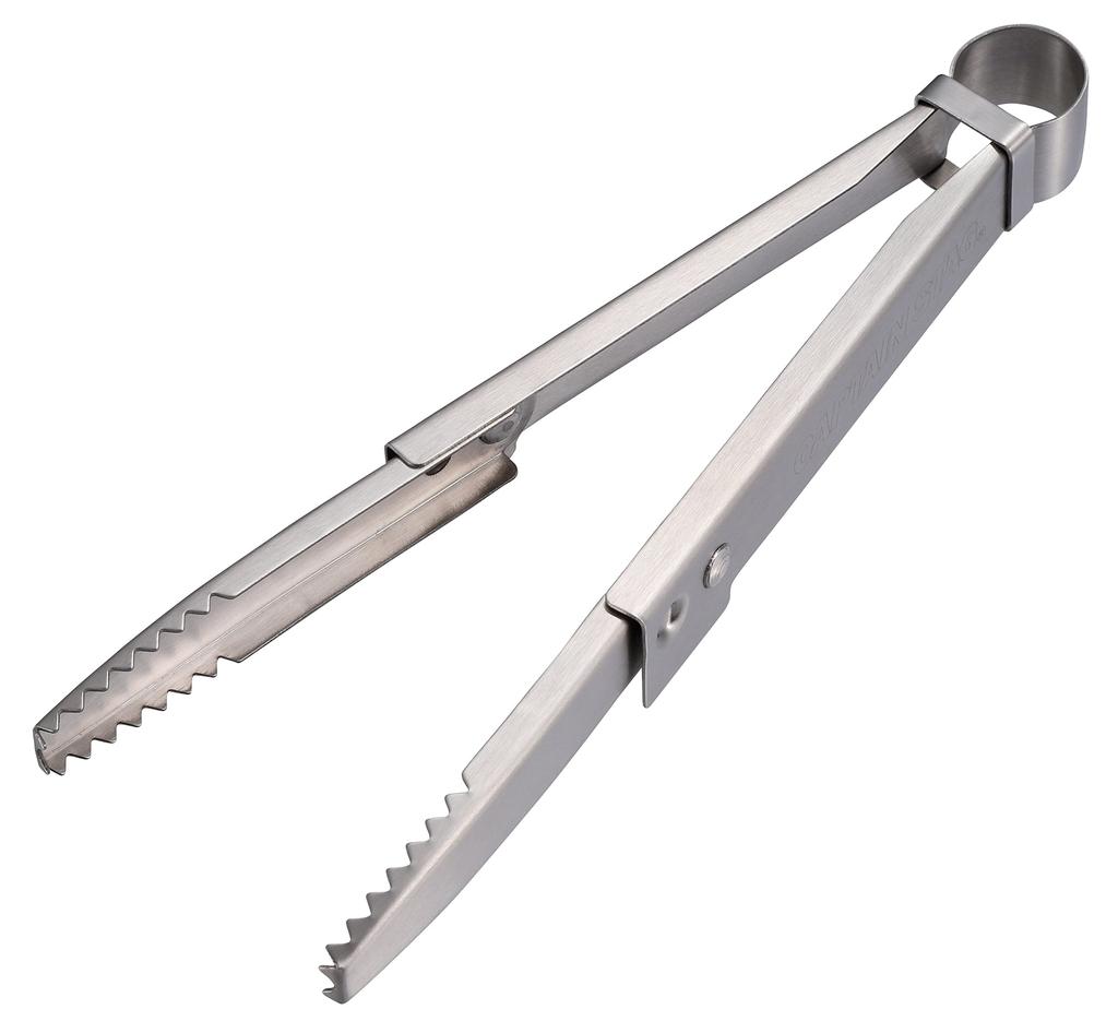 CAPTAIN STAG BBQ Foldable Solo Compact Stainless with Silver Tongs, Tongs, 21cm, Storage, Steel, Stopper, UG-3293,