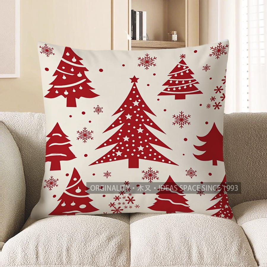 

Home Decor Red Snowflake Pattern Throw Pillow for Home Pattern Cushion Cover Suitable for Sofa Bedroom Car Pillow Cover 40x40cm