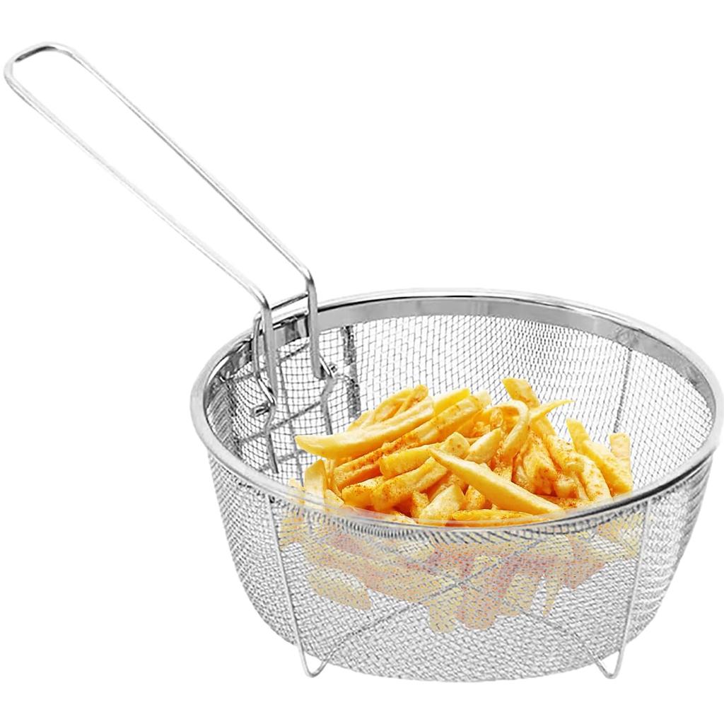 Filter Basket Frying Basket Cooking Tool Stainless Steel Material Round Basket Cooking Accessory Deep Fryer Strainers