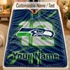 Flannel BlanketSeattle Seahawks Custom Name Text Personalized Soft Warm Throw Blanket Home Decor Gift