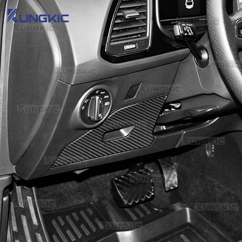 Real Soft Carbon Fiber Fuse Box Trim Sticker For SEAT Leon MK3 2013- LHD Car Interior Decor Accessories
