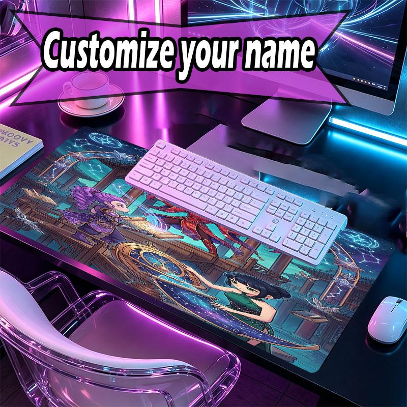 Custom Name Personalized Kpop Demon Hunter Pattern Mousepad, Laptop PC Desk Mat, Decorative Desk Mat for Home Keyboard Pad Gift