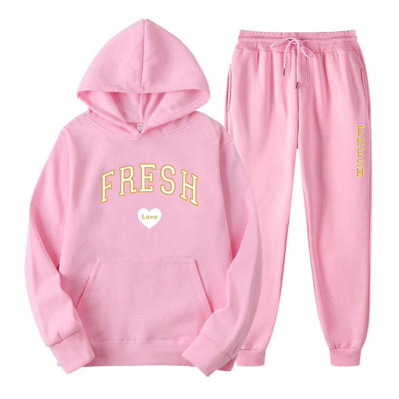 Winter New Men's Casual Sports Loose Personalized Print Youth Fashion Trend Personal Wear Hoodie Set