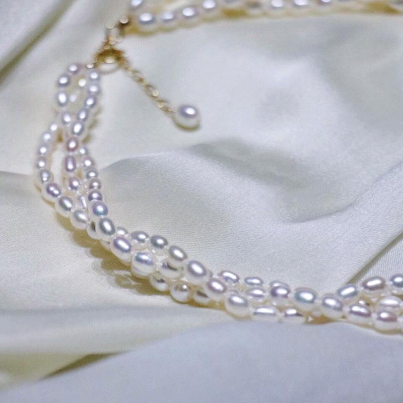 Natural Freshwater Pearl Necklace Female Niche Design Sense Versatile Cold Wind Multi-layer Twist Choker Neck Chain Stacked Wear