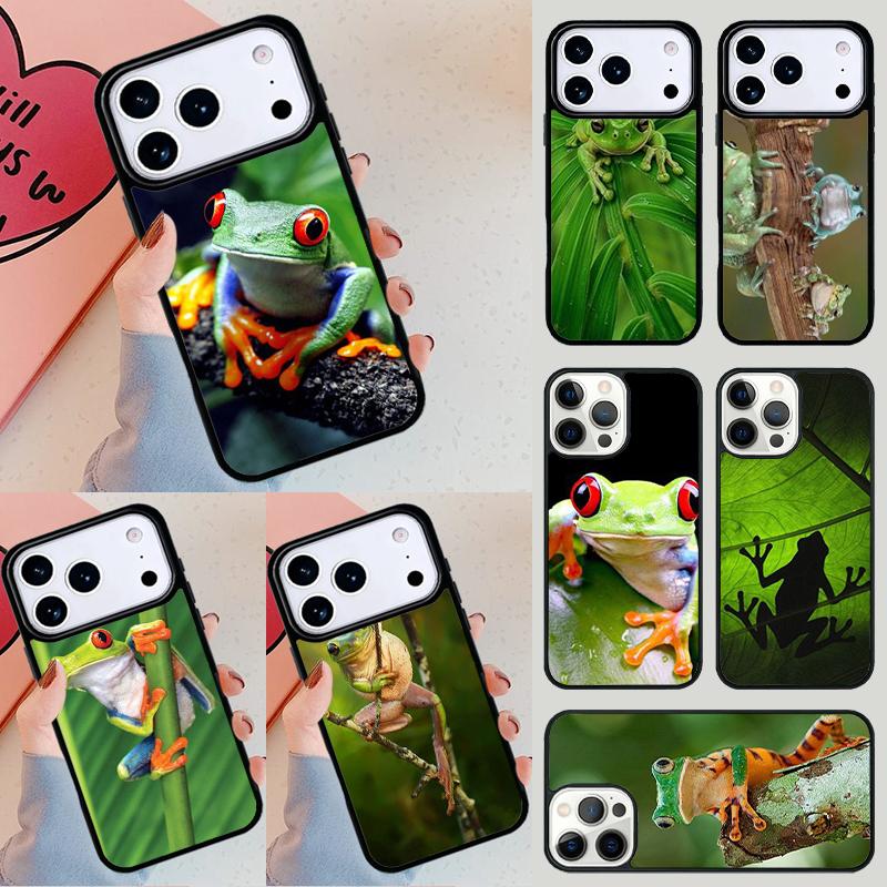 Frog Cute Animals Phone Case For iPhone 17 Air 14 15 13 12 Max Cover For Apple 14 15 16 16e 11 Pro Max Plus Coque