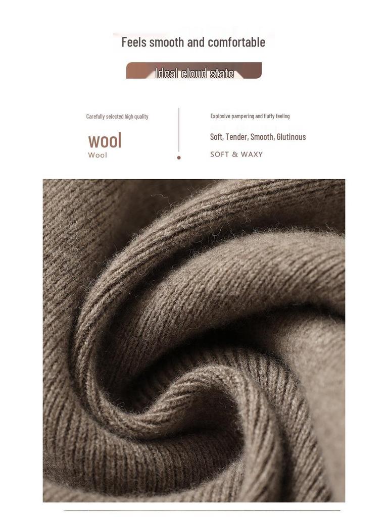 Dámské vlněné pletené kalhoty se širokými nohavicemi - Zeštíhlující, Středový šev, Zesílené, Ležérní, Délka až na zem pro podzim a zimu