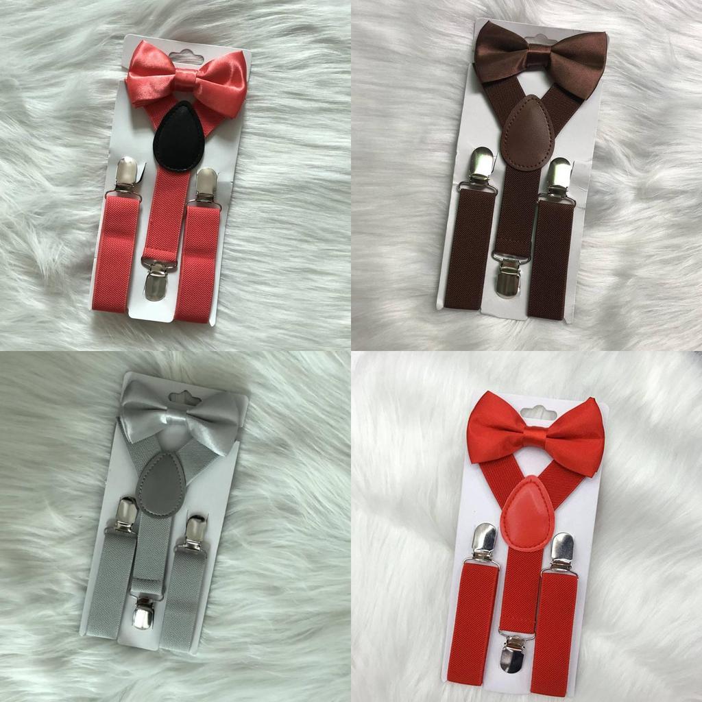 Elegante Set di Bretelle Elastiche e Papillon per Bambini e Bambine in Diversi Colori