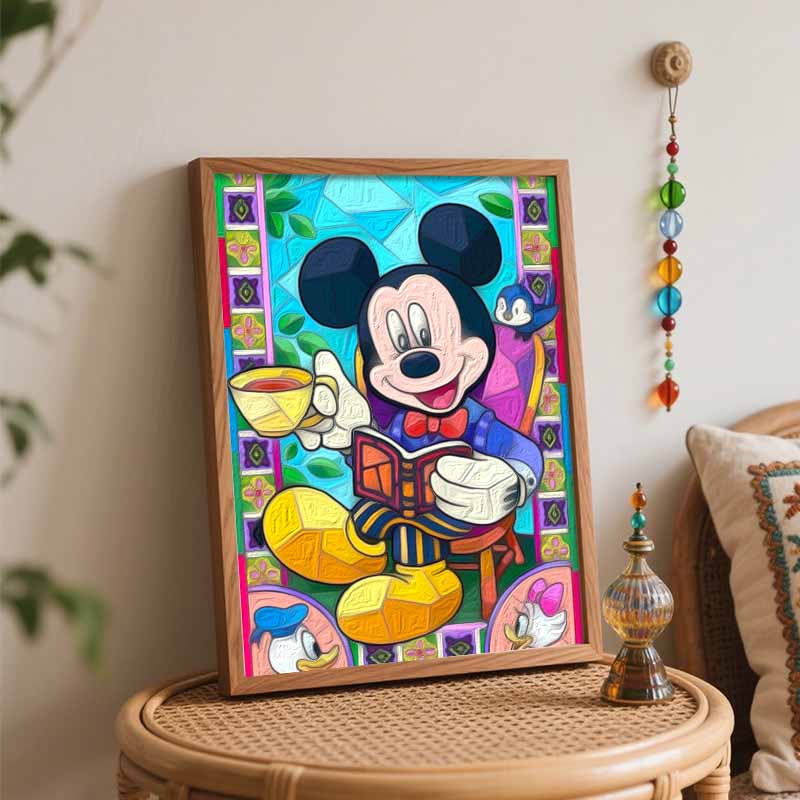 Disney Animation Digital Oil Painting Mickey Mouse Stained Glass Style Diy Handpainted Coloring Painting Home Decoration Gift Art Wall Decor