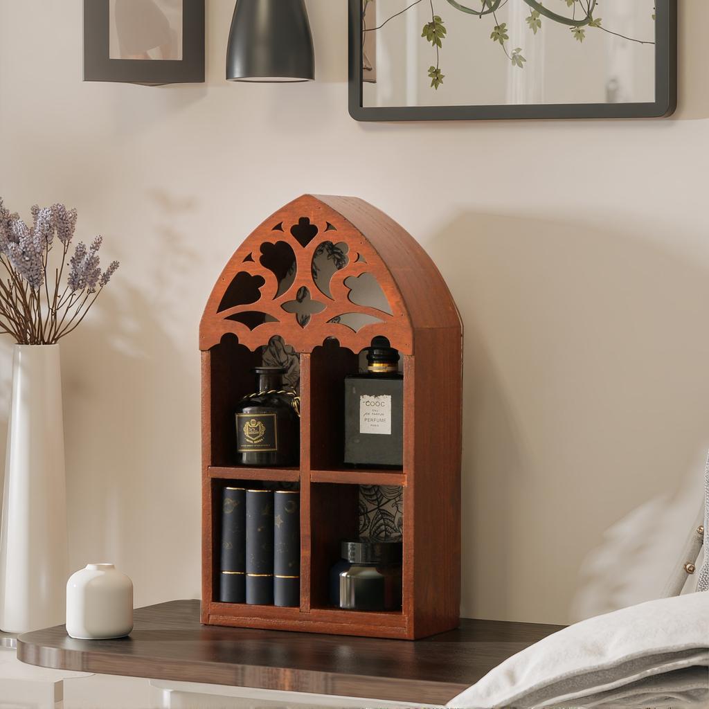Multifunctioneel Opbergkastje Houten Wandmontage Opbergrek Uitgesneden Parfum Display Frame Toepasbaar Kantoor Slaapkamer Studeerkamer