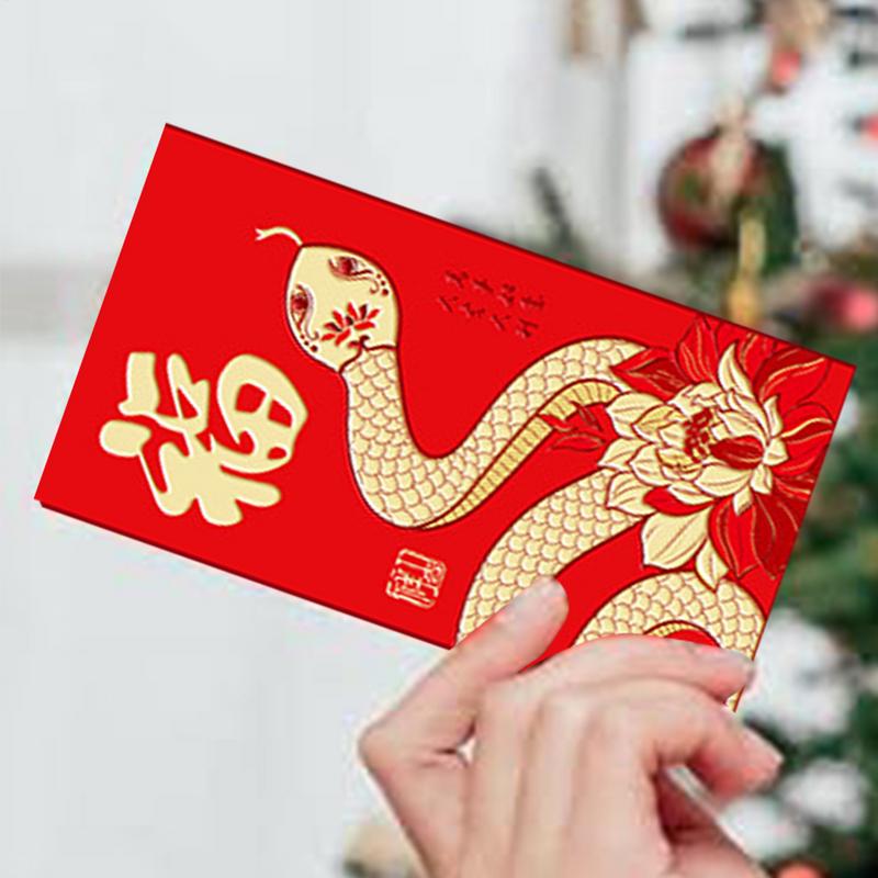 6 Stück Schlangen-Rote Umschläge 2025 Goldfolie Jahr der Schlange Roter Umschlag Große Rote Umschlag-Päckchen Hong Bao für das Frühlingsfest