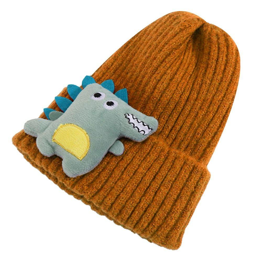 Winter Cute Kids Hats Handmade Thick Warm Soft Beanie Ear Warmer Knitted Cap Dinosaur Shape
