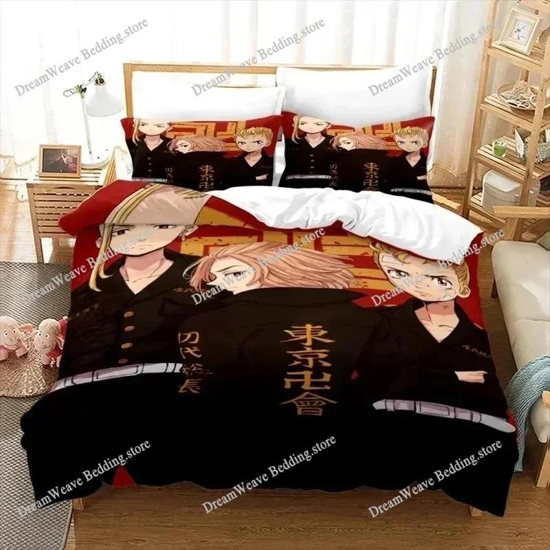 Tokyo Revengers Luxury Bedding Set Japan Anime Cartoon Duvet Cover Set Comforter Bedspread Twin Single Size Printed Home Textile