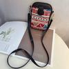 Ethnic Pattern Mini Crossbody Phone Bag for Women Double Zipper Leather Small Shoulder Pouch with Card Slots Strap for Travel & Daily Use