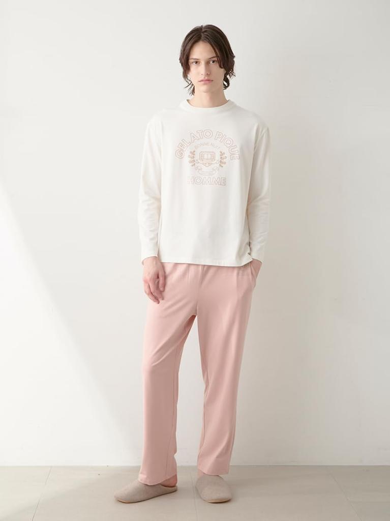 Gelato Pique HOMME Rayon College Logo Long Pink Pants, Men's, PHCP254979,