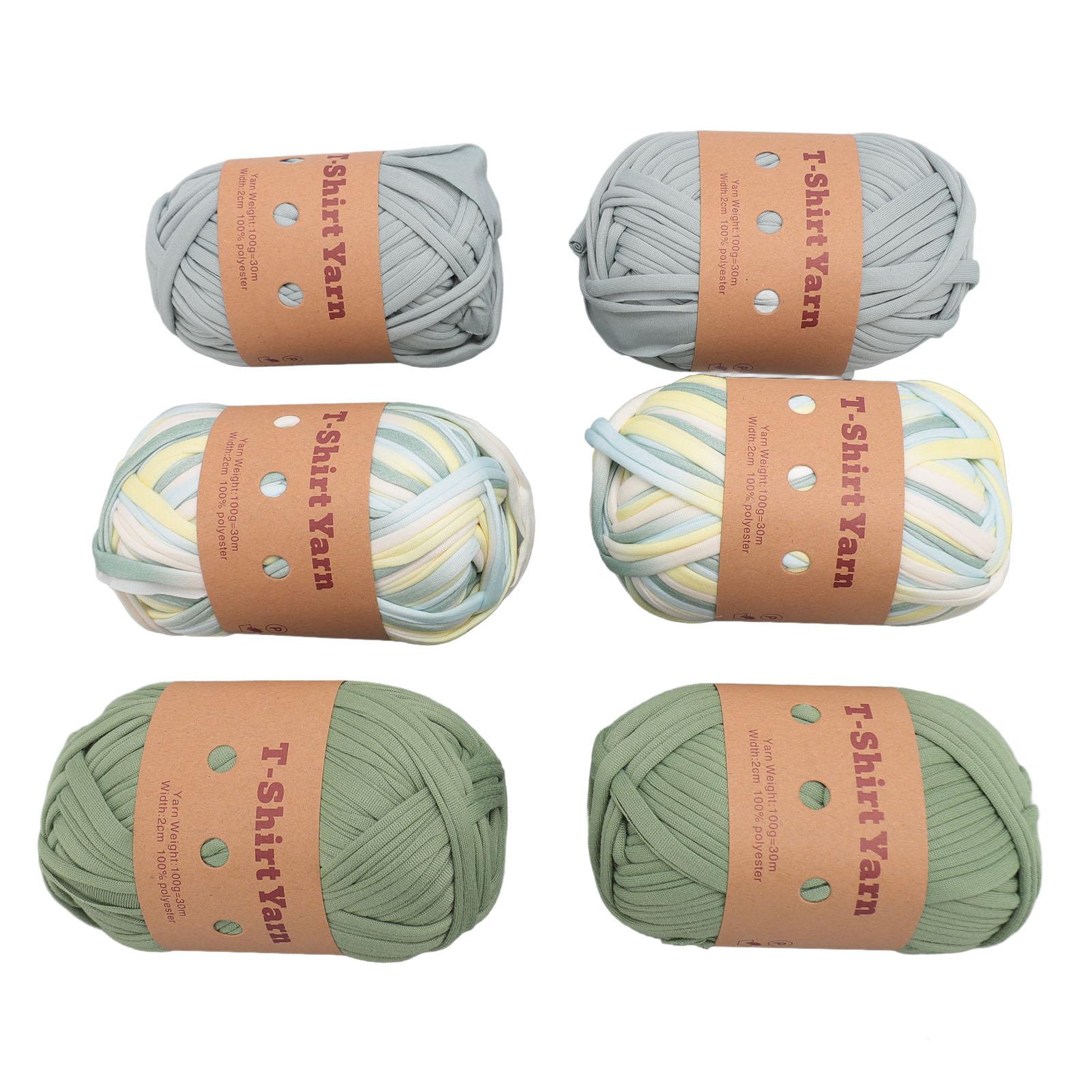 

6 рулонів пряжі для футболок, м’якої еластичної тканини, що можна прати, багатоцільової тканини, футболки, в’язальної пряжі, килима