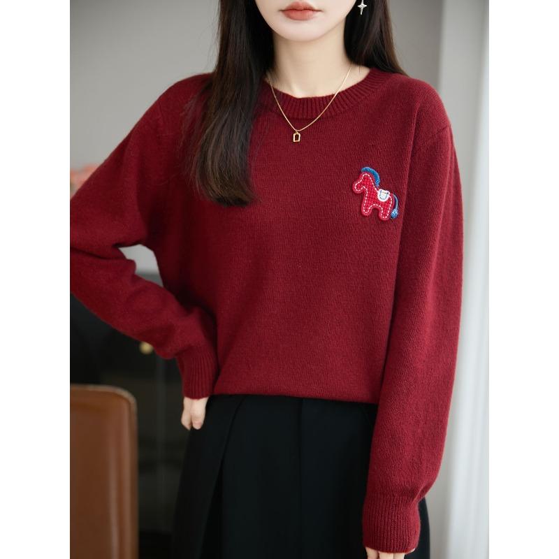 Knitted Sweater, Women's Loose-fitting Casual Top, Inner Layer Base Shirt, Thick and Warm Pure Color Blouse