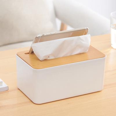 Home Kitchen Wooden Plastic Tissue Box Paper Towel Case Office Napkin Holder