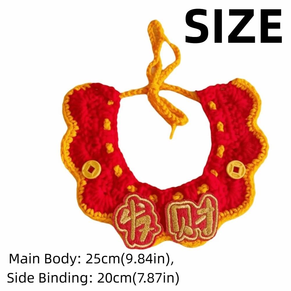 Chinese New Year Cartoon Chinese Style Pet Scarf Funny Handmade Cat Knitted Scarf Red Adjustable Puppy Collar Winter