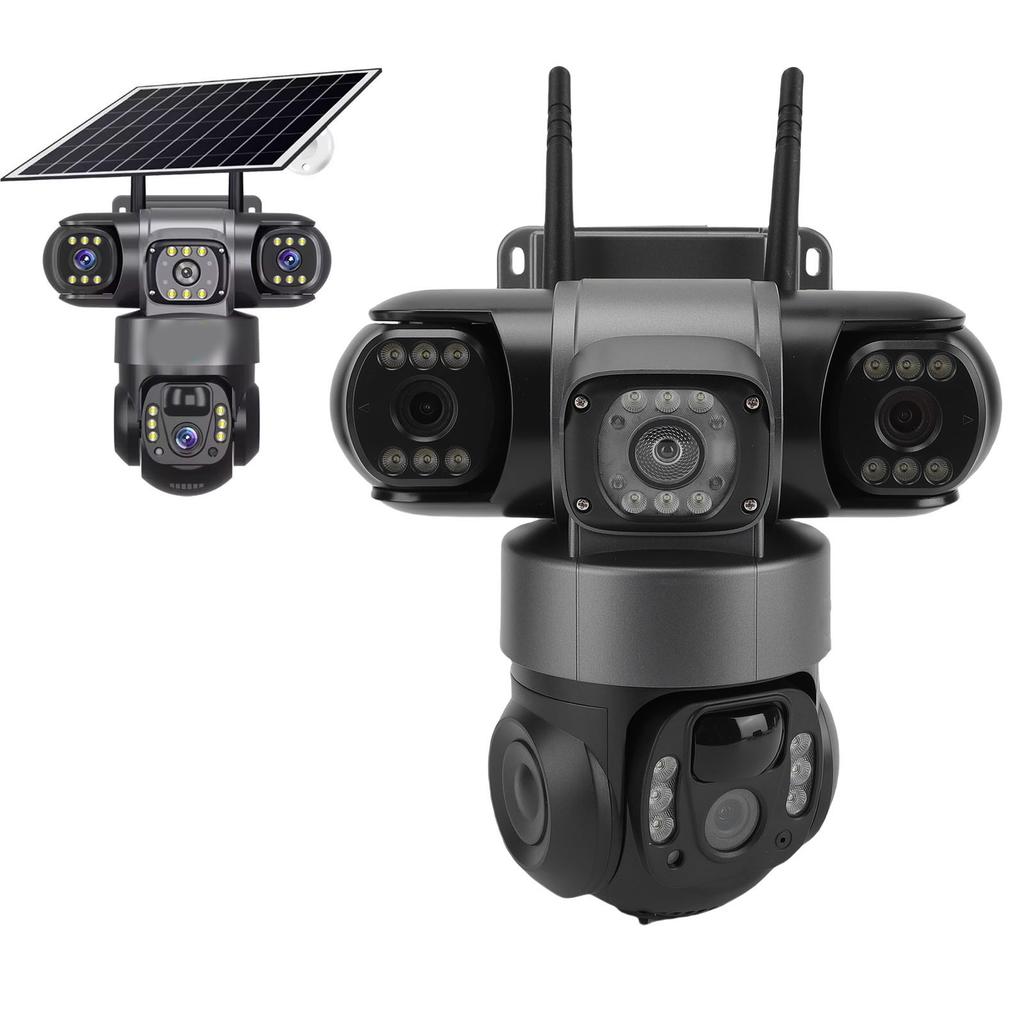 Triple Lens Solar Wireless Security Camera for V380 PRO 3240x1920 2MP AI Motion Detection 2 Way Talk IP66 8000mAh Battery PTZ WiFi Security Camera
