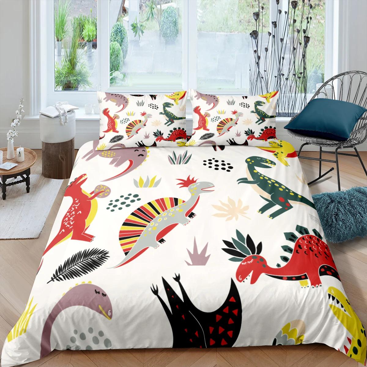 Comforter Cartoon Dinosaur King Queen Kids Jurassic World Stegosaurus Tyrannosaurus Bedding Set 2/3Pcs Polyester Comforter (quilt)-EU Single(135*200cm)3pcs