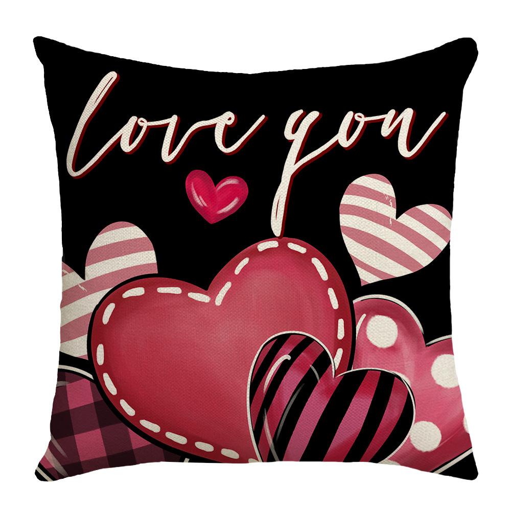 New Sofa Cushion Valentine's Day Gift Love Cushion Linen Print Versatile Lumbar Cushion