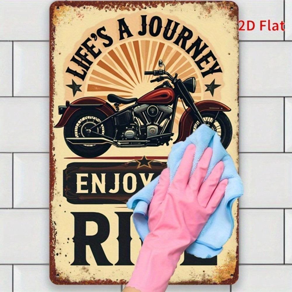 Vintage Motorcycle Metal Sign Wall Decor Life Is A Journey Home Art Poster