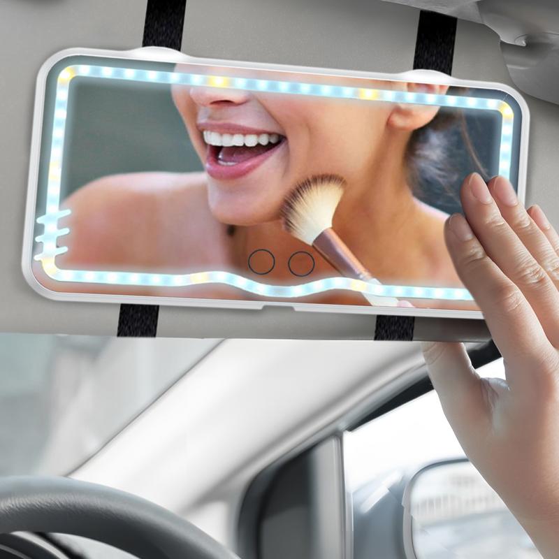 Car Sun Visor Vanity Mirror Rechargeable Touch On Screen LED Light Makeup Mirror Car Visor Lighted Mirror Sun Visor Mirror Vanit
