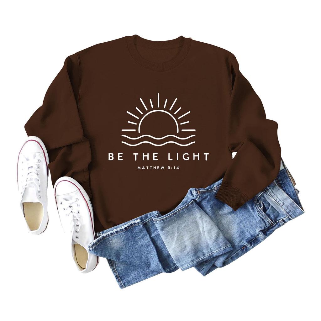 Plus Size Casual Sunrise Print Loose Heavyweight Long Sleeve Sweatshirt