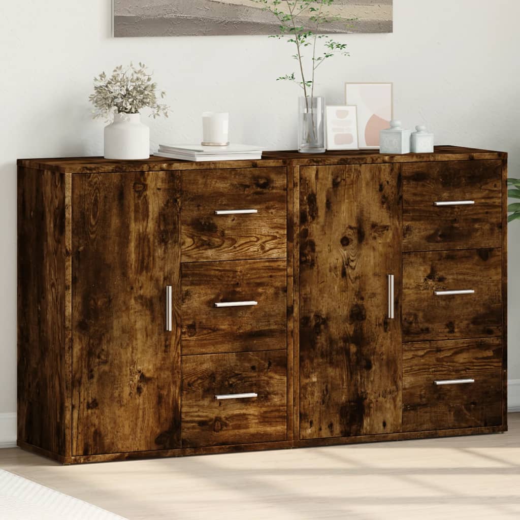 Sideboards 2 Pcs Smoked Oak 60 X 31 X 70 Cm Particleboard