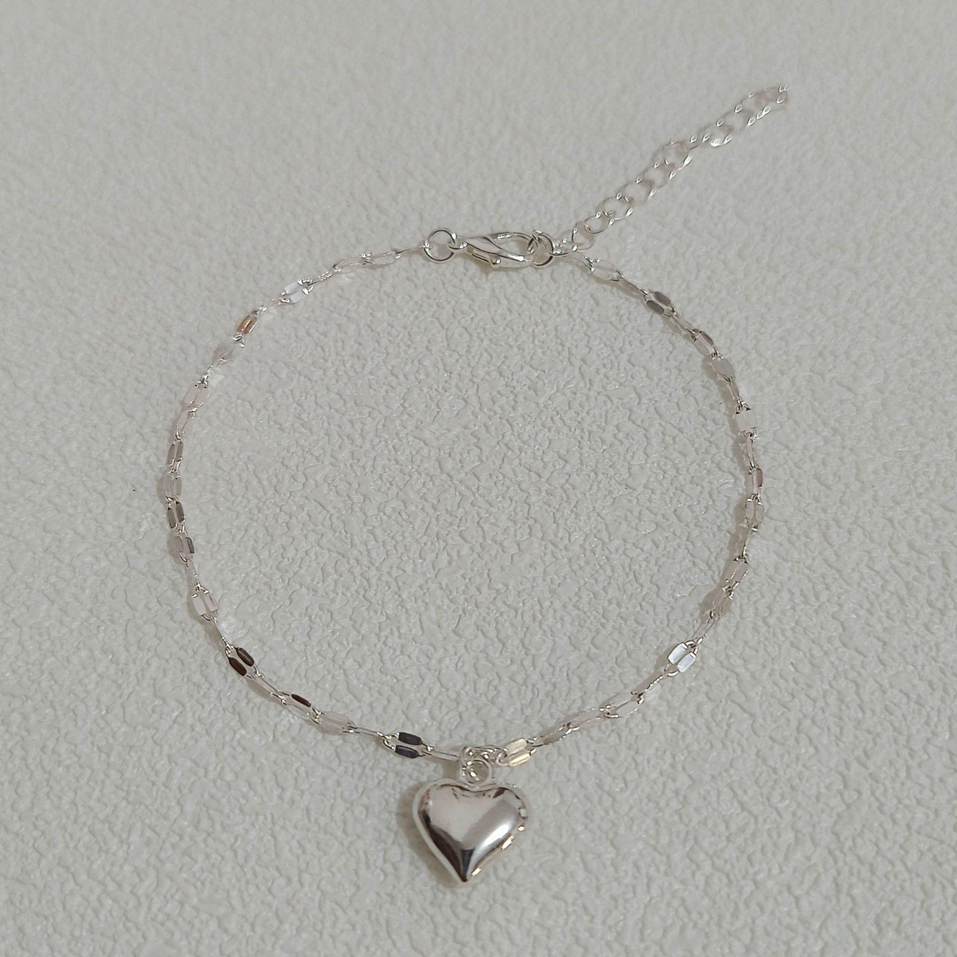 

2025 2-Piece Glossy Heart Necklace & Chain Set - Light Luxury Style for Women