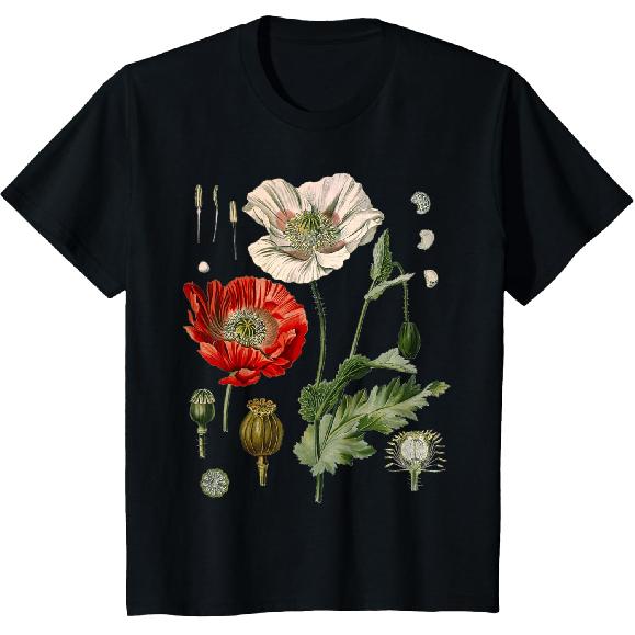 Papavero Rosso Papaveri Botanici T-shirt Papavero Rosso