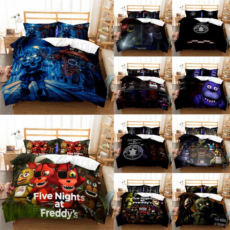 At Nights Five Freddys Cartoon Bear Bedding Set Duvet Cover With Pillowcase Set