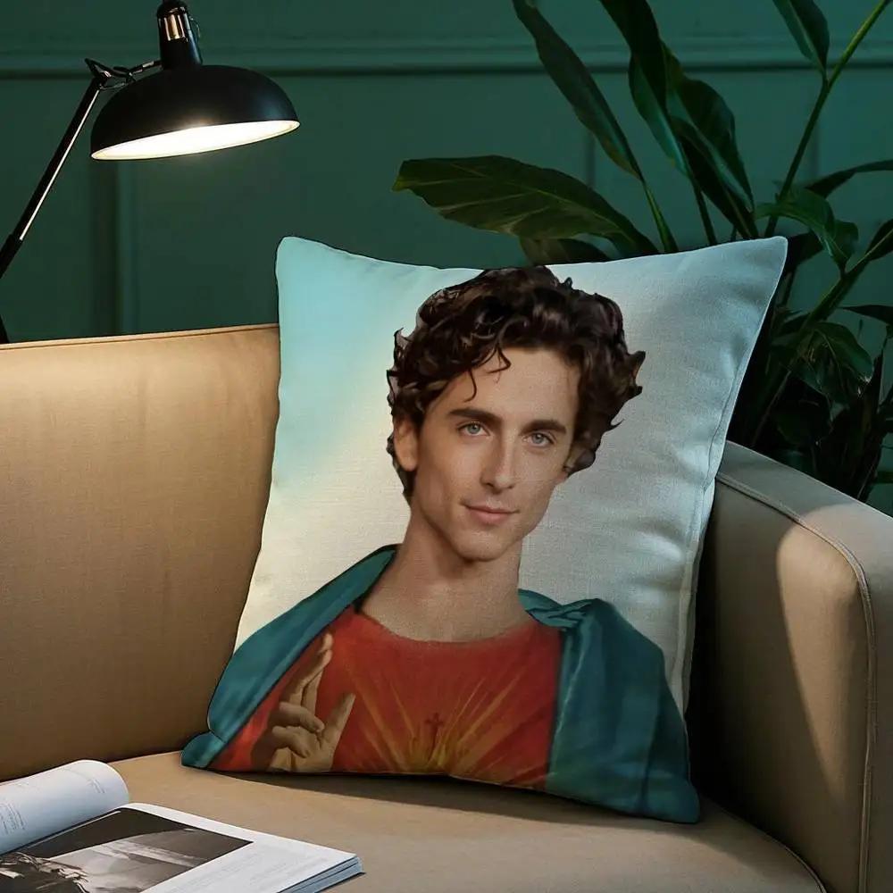 T-Timothees Chalamets Pillow Case Short Plush Print Cushion Cover Square Throw Pillow Covers Sofa Home Decor
