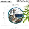 Acrylic Coastal Lighthouse with Ocean and Flowers Suncatcher, Stained Glass Effect Window Hanging Ornament for Nautical & Beach Lover Gifts