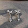 Zircon Bow Water Drop Pendant Earrings - Elegant, Personalized Design with a Luxurious Feel.