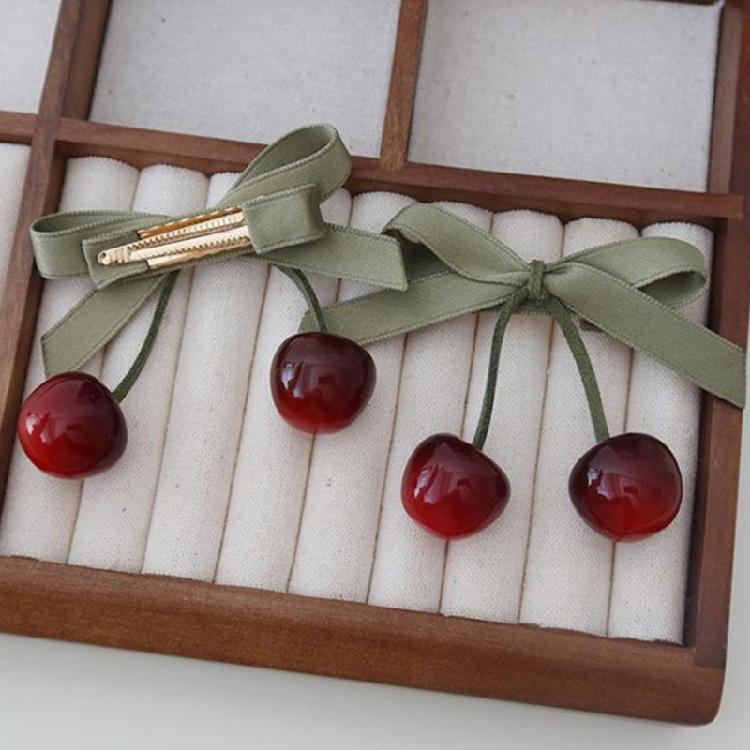 Stylish Cherry Hair Bands and Hair Clip For Children High Elasticity And Softness Hairpieces For Everyday Use