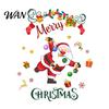 Living Room Holiday Decors Christmas Santa Claus and Colorful Lights Wall Stickers, Removable PVC Decal, Peel Party Photo Backgrounds Stick Art Decor