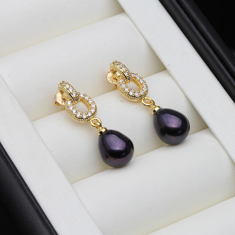 

Real White Freshwater Earrings with Natural Pearls Woman,Genuine 925 Silver Pearl Earrings Wife Mother Bridal Gift Pink Black