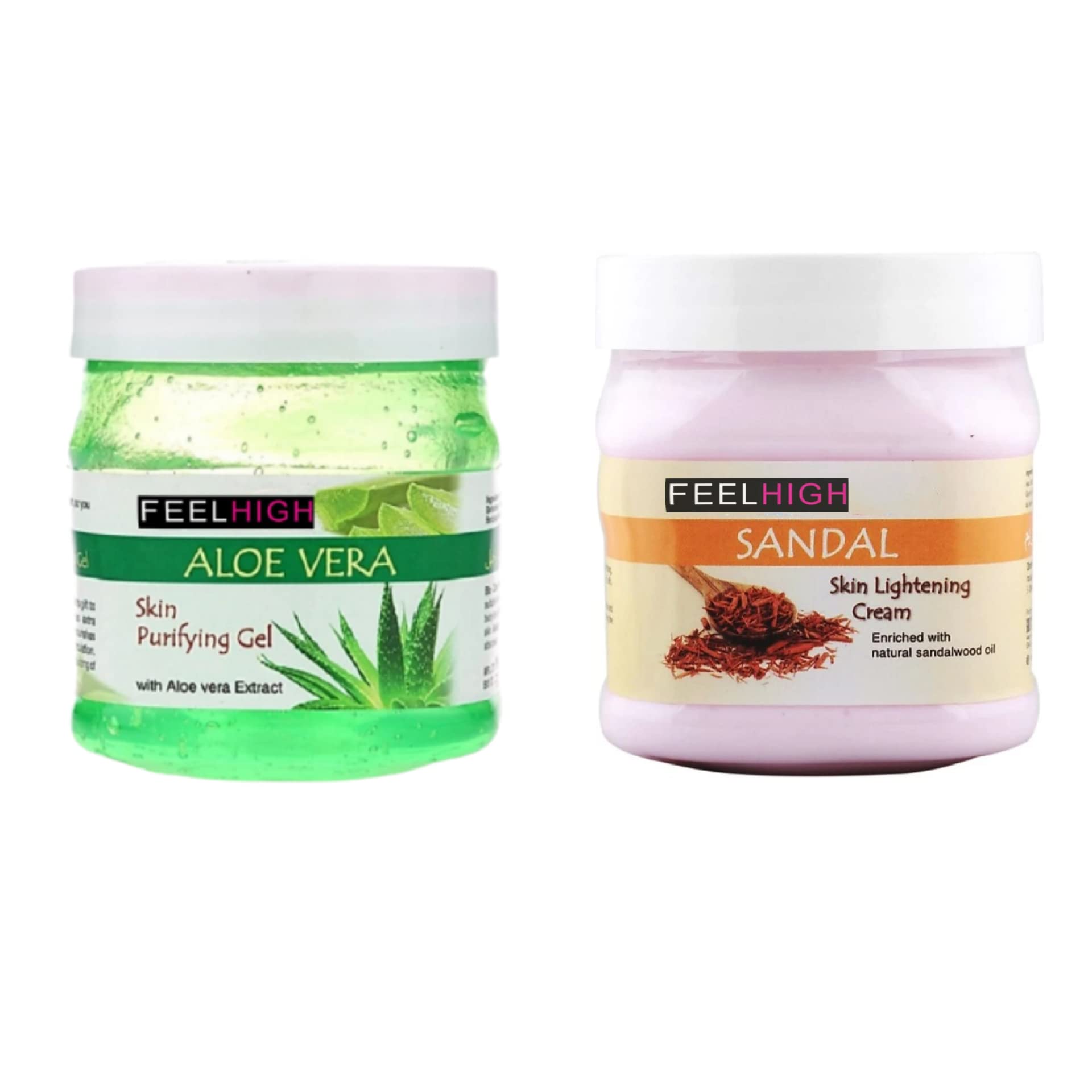 Feelhigh Aloe Vera Gel 500gm And Moisuturizing Cream 500ml -Skin Care product -Facial Product (AloeveraGelAndSandalcream)