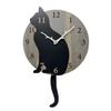 Black Cat Wall Clock with Wooden Natural and Perfect for Cat a Great Cat Scandinavian with a Swaying Cute Decorative Item Large-sized Pendulum,