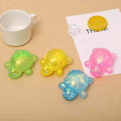 Squeeze Toy Soft Rubber Stress Relief Toy Slow Rebound Glitter Powder Turtle Shape Decompression