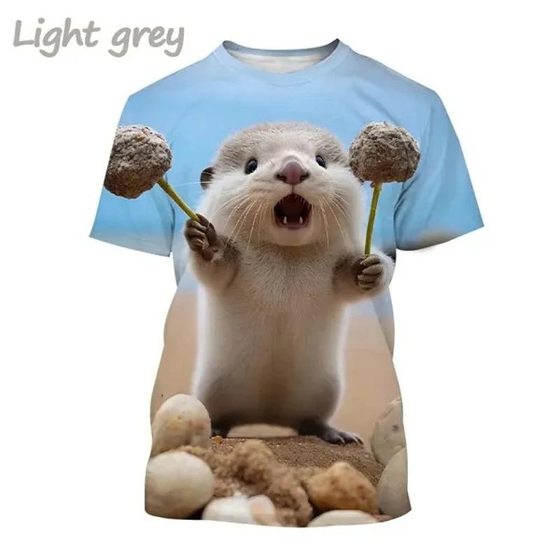 Summer 3D Printing Cute Animal Eurasian River Otte T Shirt Lutra Lutra Graphic T-shirts For Men Fashion Funny Tee Shirts